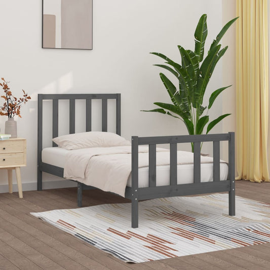 Bedframe Massief Hout Grijs 100X200 Cm