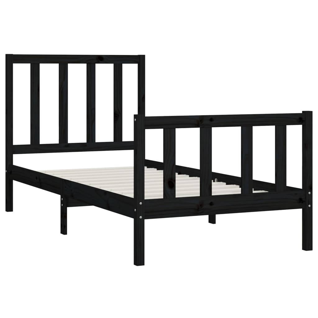 Bedframe Massief Hout Zwart 100X200 Cm