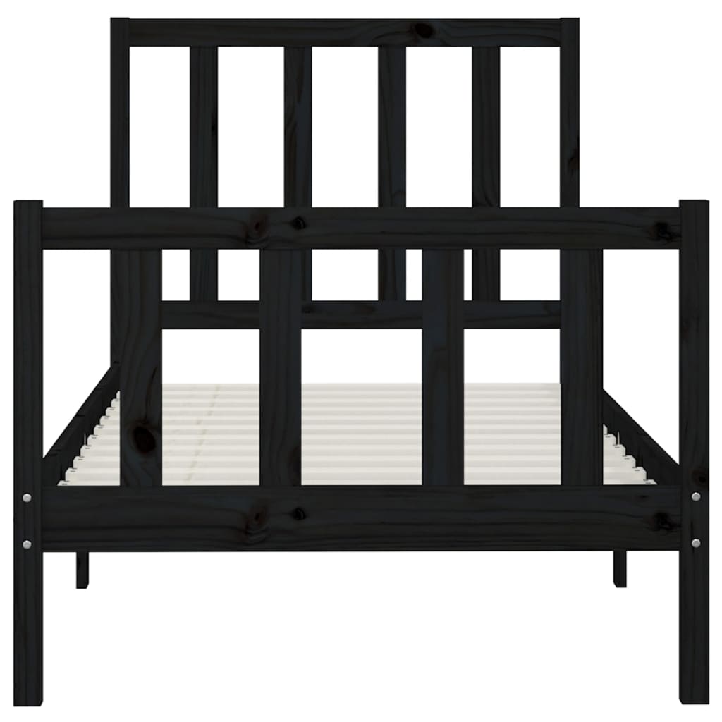 Bedframe Massief Hout Zwart 100X200 Cm