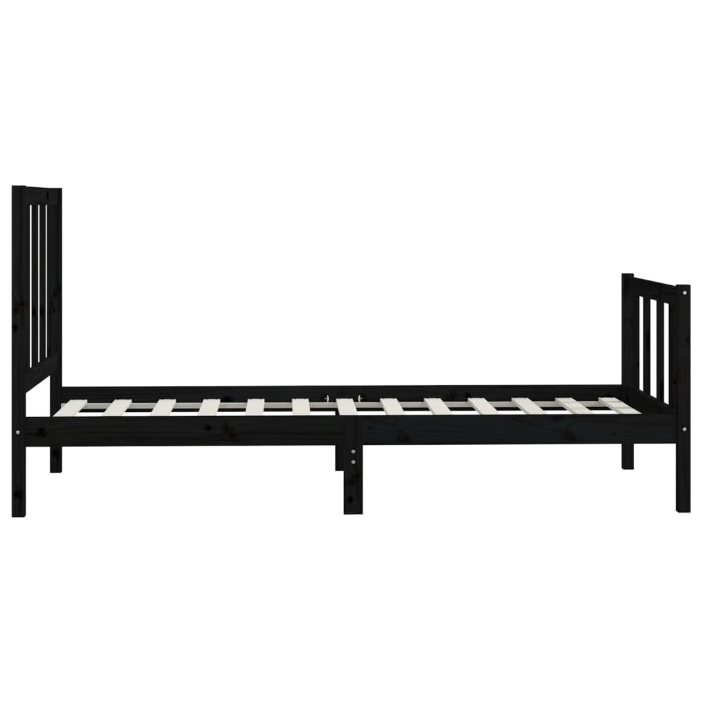 Bedframe Massief Hout Zwart 100X200 Cm