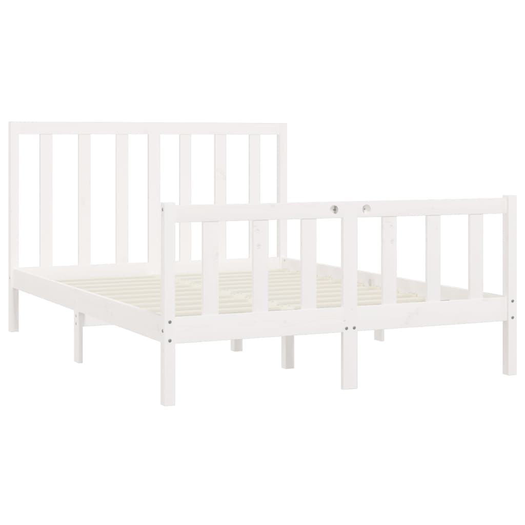 Bedframe Massief Hout Wit 120X200 Cm
