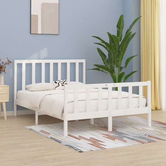 Bedframe Massief Hout Wit 120X200 Cm