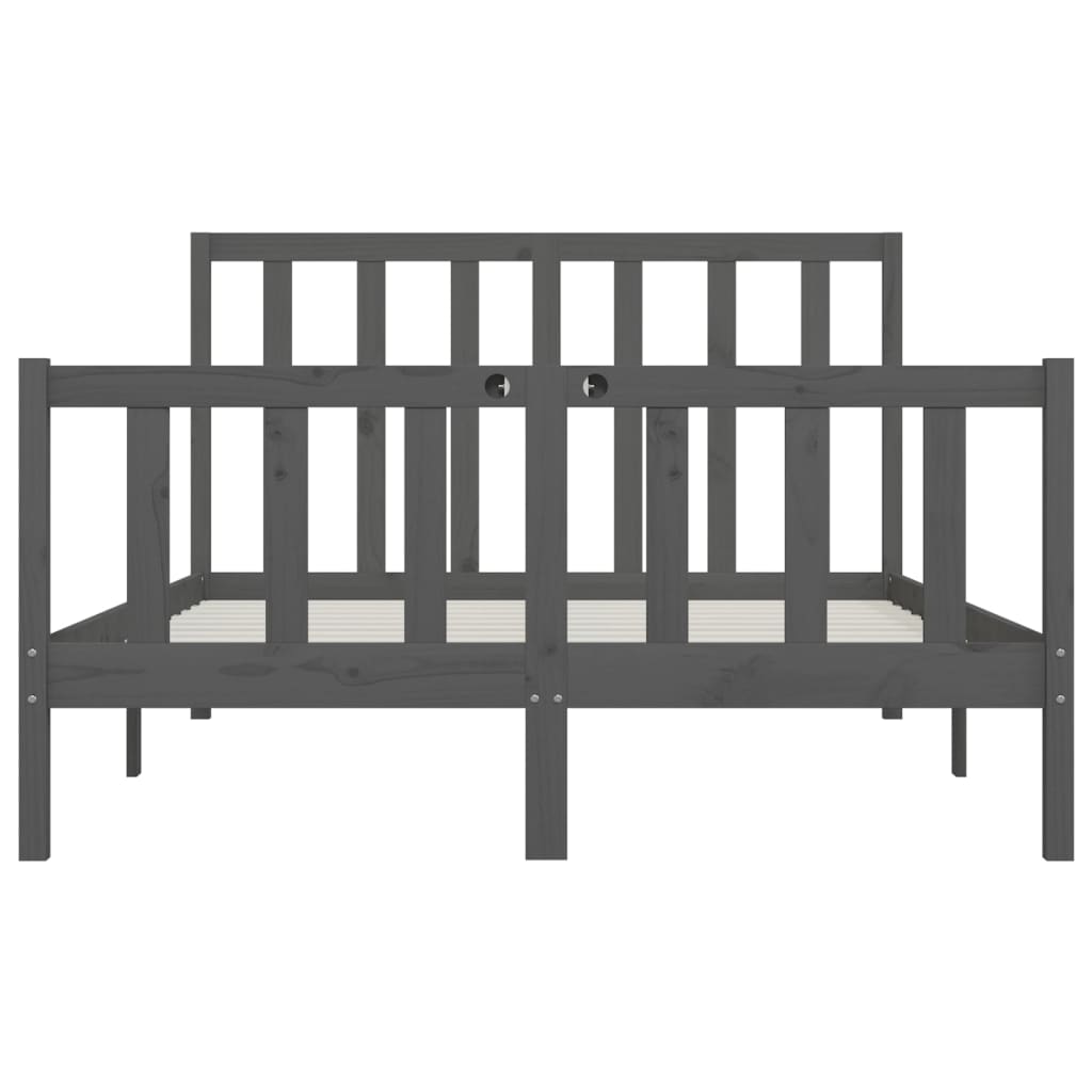 Bedframe Massief Hout Grijs 120X200 Cm