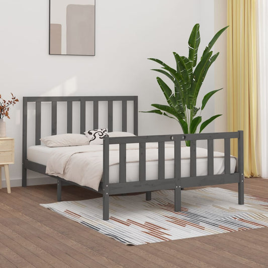 Bedframe Massief Hout Grijs 120X200 Cm
