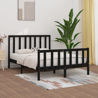 Bedframe Massief Hout Zwart 120X200 Cm