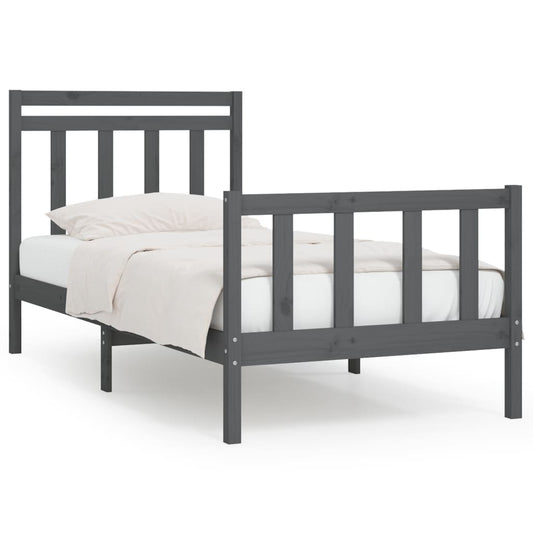 Bedframe Massief Grenenhout Grijs 90X200 Cm
