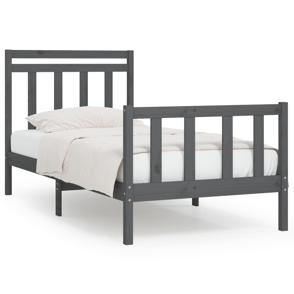 Bedframe Massief Grenenhout Grijs 100X200 Cm
