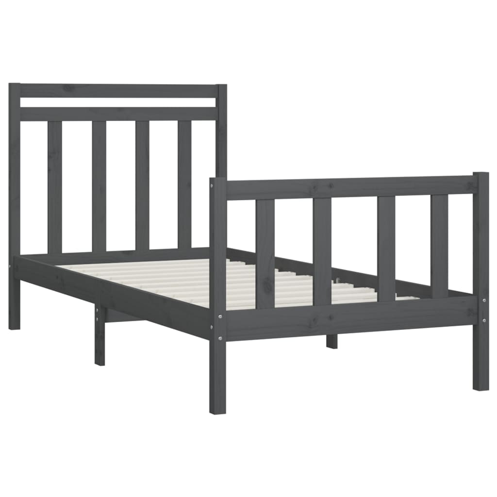 Bedframe Massief Grenenhout Grijs 100X200 Cm