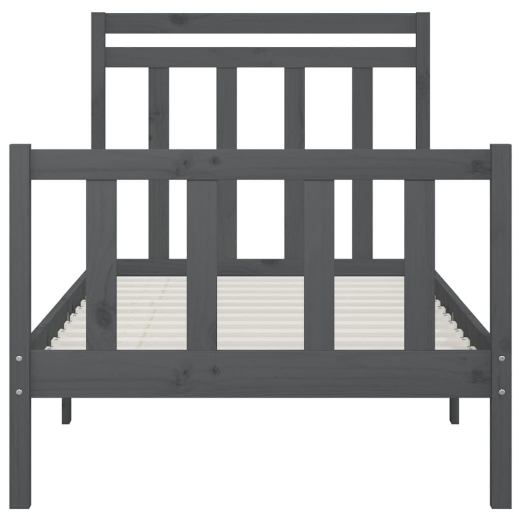 Bedframe Massief Grenenhout Grijs 100X200 Cm