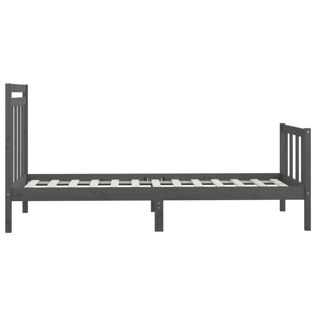 Bedframe Massief Grenenhout Grijs 100X200 Cm