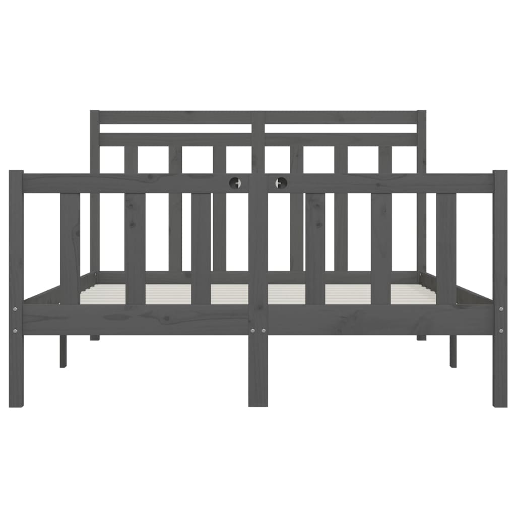 Bedframe Massief Grenenhout Grijs 140X200 Cm