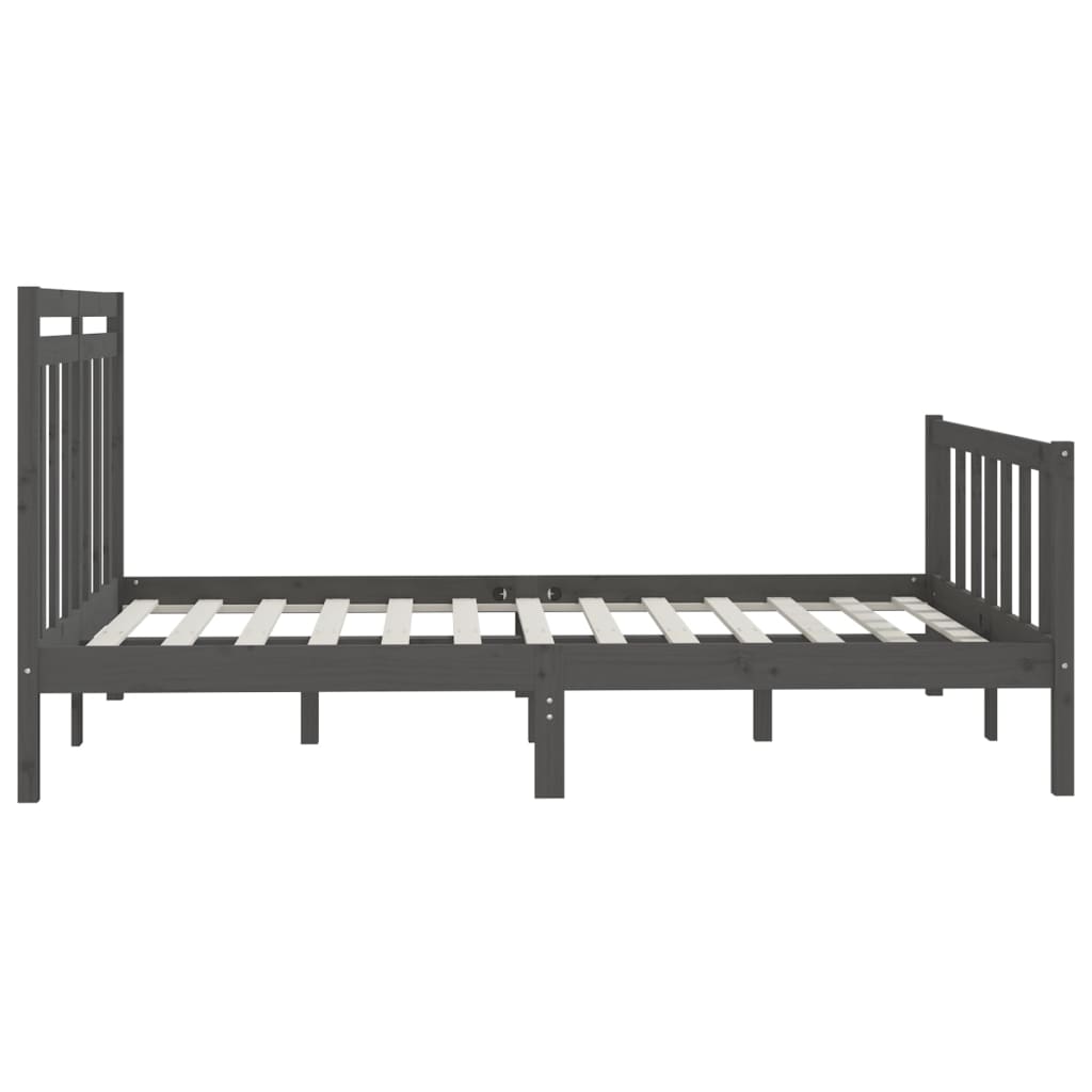 Bedframe Massief Grenenhout Grijs 140X200 Cm