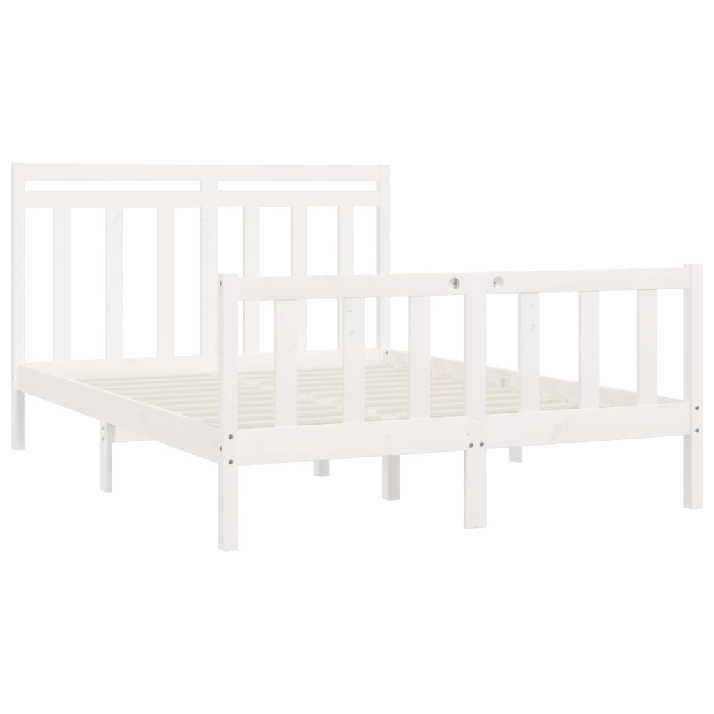 Bedframe Massief Grenenhout Wit 150X200 Cm 5Ft King Size