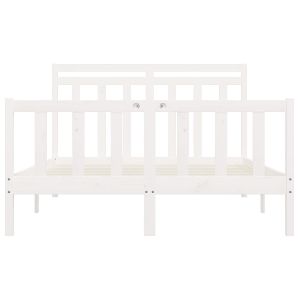 Bedframe Massief Grenenhout Wit 150X200 Cm 5Ft King Size