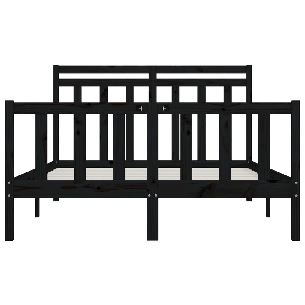 Bedframe Massief Grenenhout Zwart 150X200 Cm 5Ft King Size
