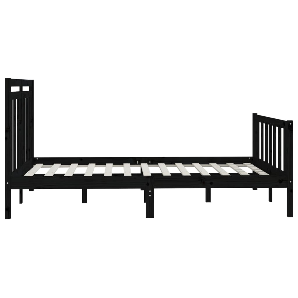 Bedframe Massief Grenenhout Zwart 150X200 Cm 5Ft King Size