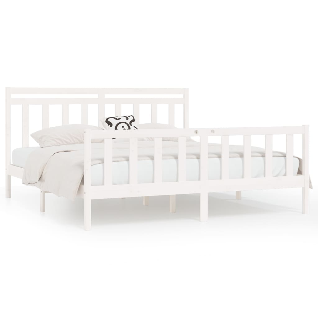 Bedframe Massief Grenenhout Wit 180X200 Cm 6Ft Super King