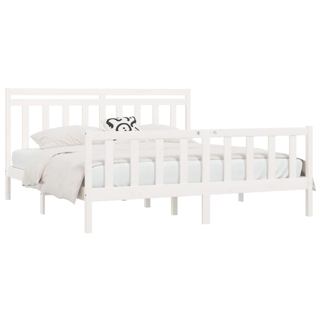Bedframe Massief Grenenhout Wit 180X200 Cm 6Ft Super King