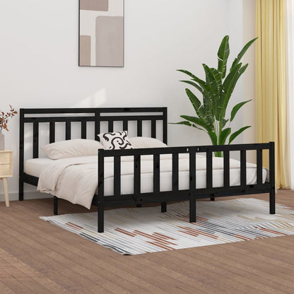 Bedframe Massief Grenenhout Zwart 200X200 Cm