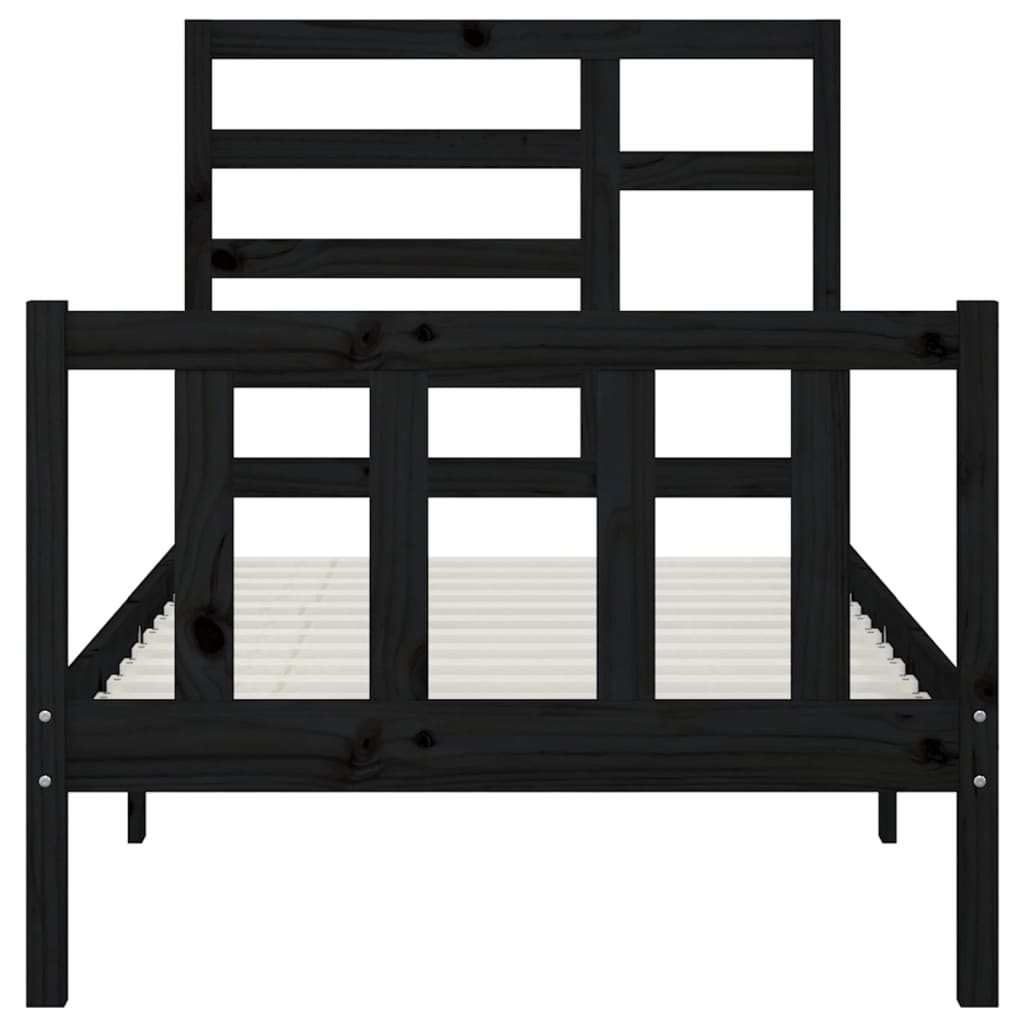 Bedframe Massief Hout Zwart 90X200 Cm