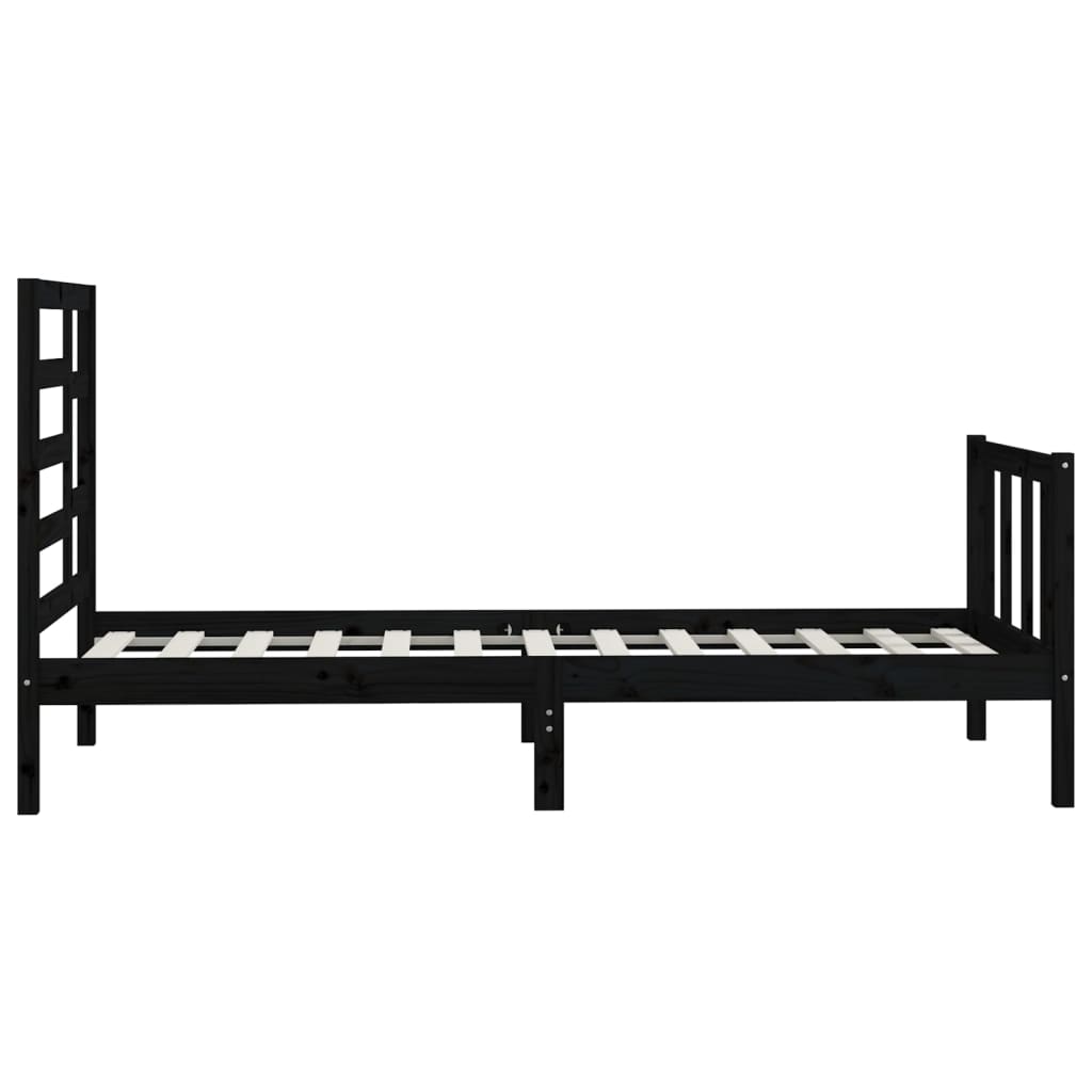Bedframe Massief Hout Zwart 90X200 Cm