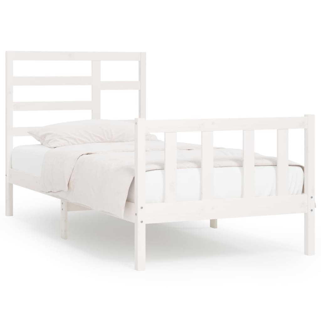 Bedframe Massief Grenenhout Wit 100X200 Cm