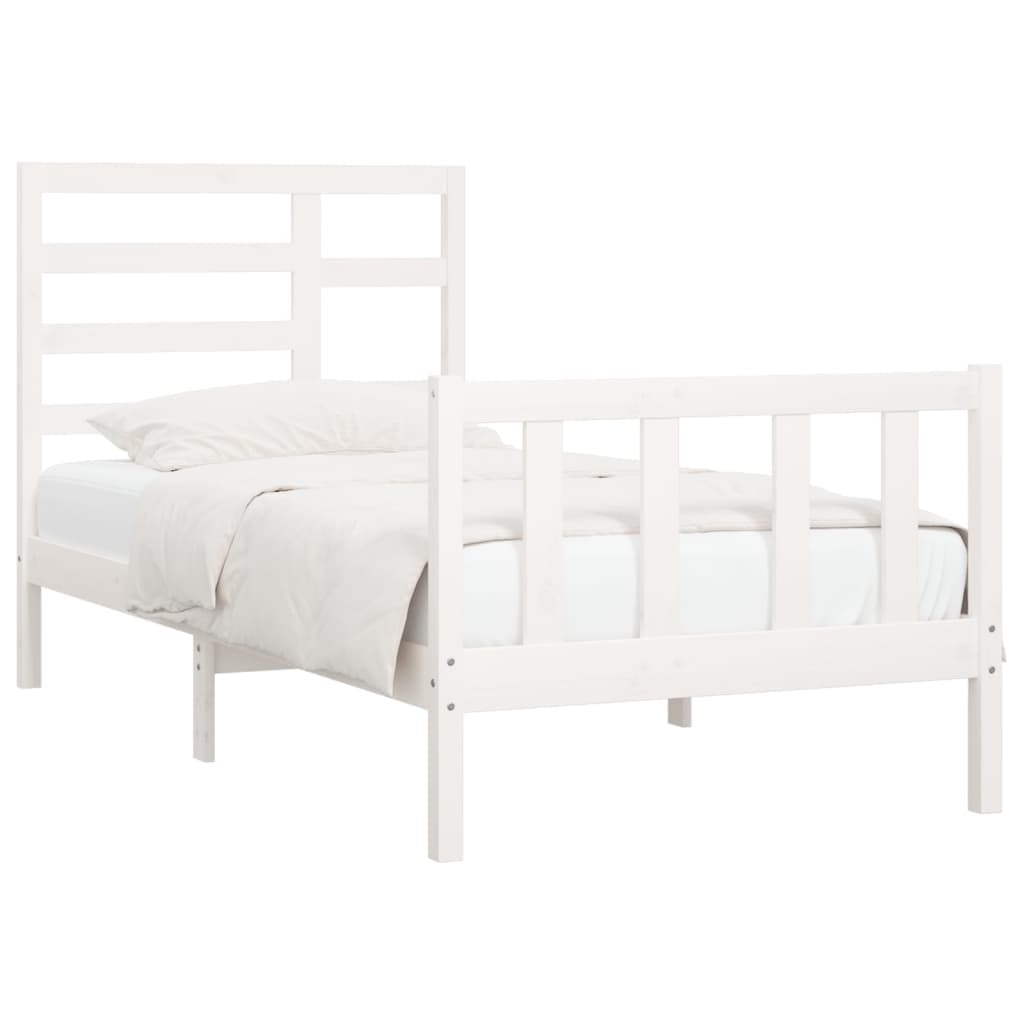 Bedframe Massief Grenenhout Wit 100X200 Cm