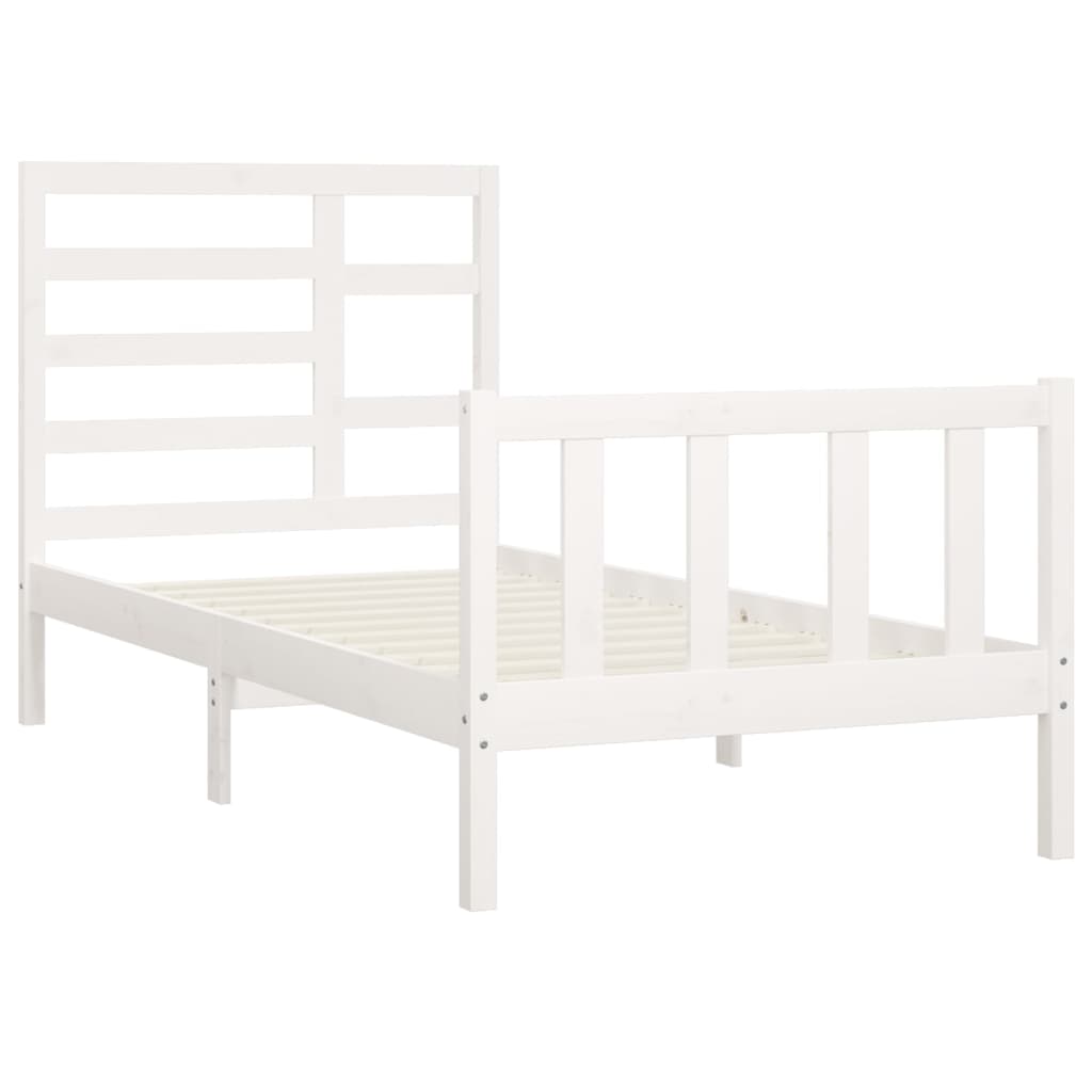 Bedframe Massief Grenenhout Wit 100X200 Cm