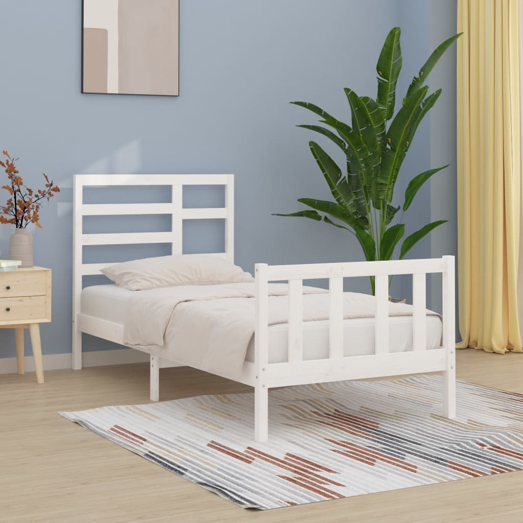 Bedframe Massief Grenenhout Wit 100X200 Cm