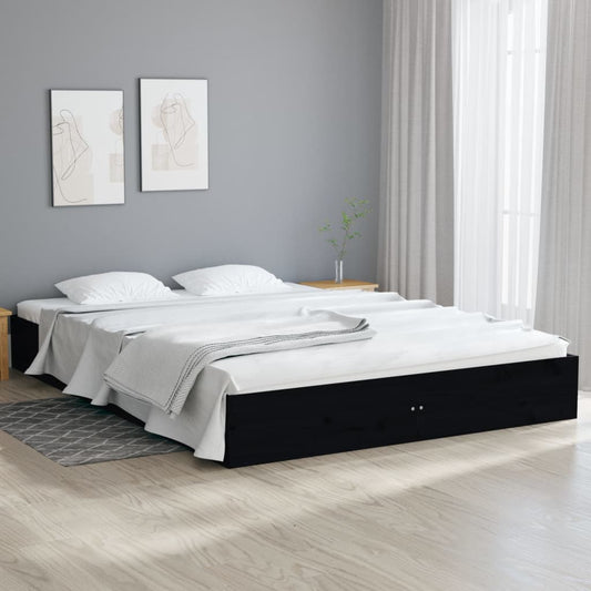 Bedframe Massief Hout Zwart 120X200 Cm