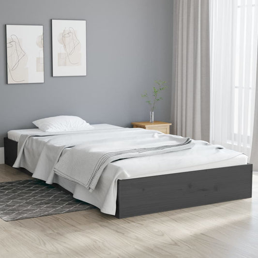 Bedframe Massief Hout Grijs 100X200 Cm