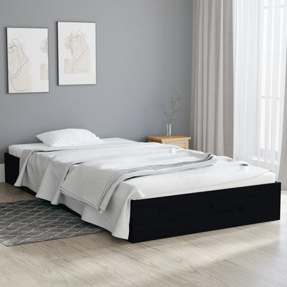 Bedframe Massief Hout Zwart 90X200 Cm