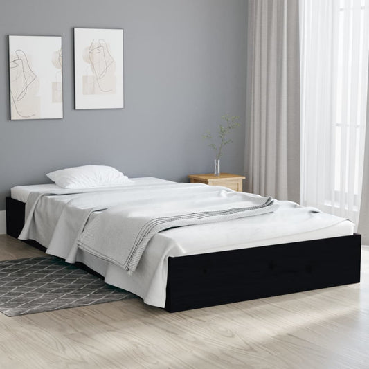 Bedframe Massief Hout Zwart 90X200 Cm