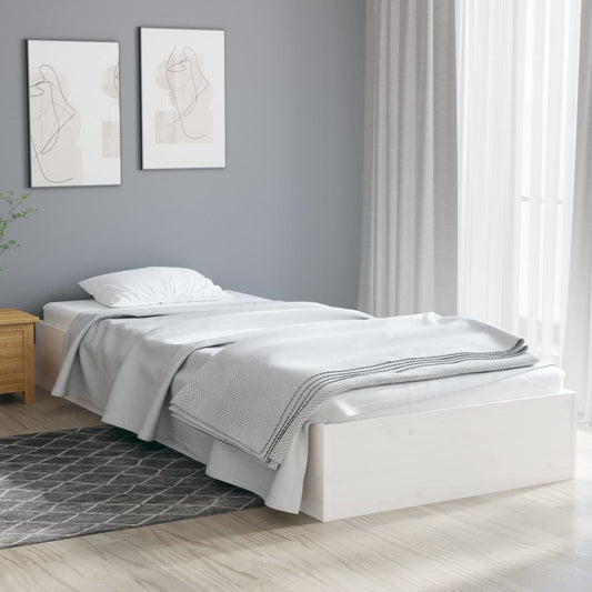 Bedframe Massief Hout Wit 75X190 Cm 2Ft6 Small Single