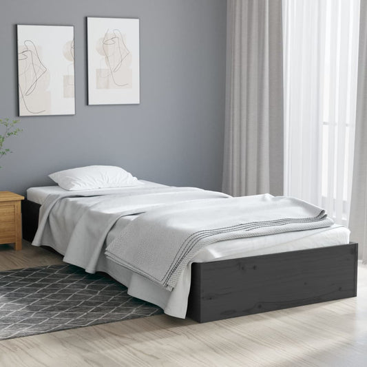 Bedframe Massief Hout Grijs 75X190 Cm 2Ft6 Small Single