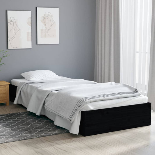 Bedframe Massief Hout Zwart 75X190 Cm 2Ft6 Small Single