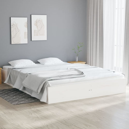 Bedframe Massief Hout Wit 120X190 Cm 4Ft Small Double
