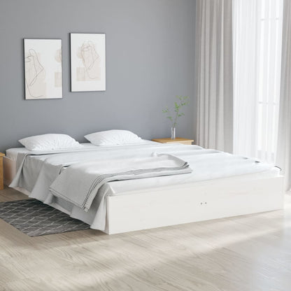 Bedframe Massief Hout Wit 140X190 Cm