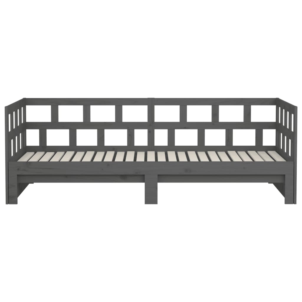 Slaapbank Uitschuifbaar Massief Grenenhout Grijs 2X(90X200) Cm