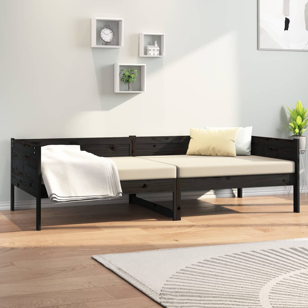 Slaapbank Massief Grenenhout Zwart 90X200 Cm