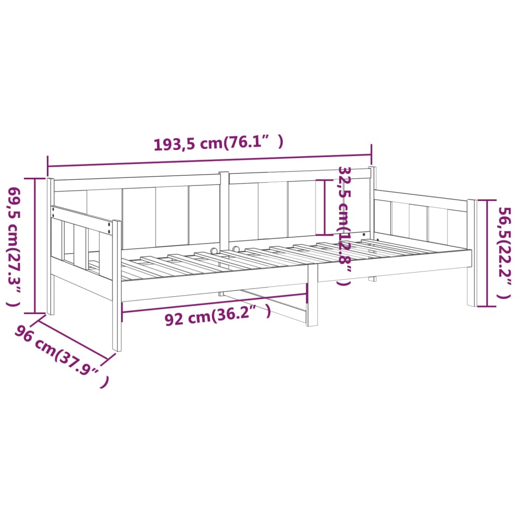 Slaapbank Massief Grenenhout 90X190 Cm