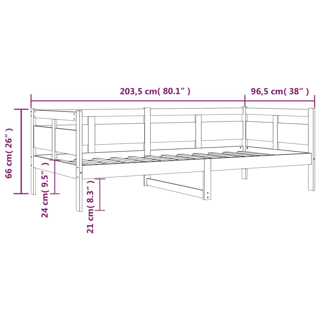 Slaapbank Massief Grenenhout Grijs 90X200 Cm