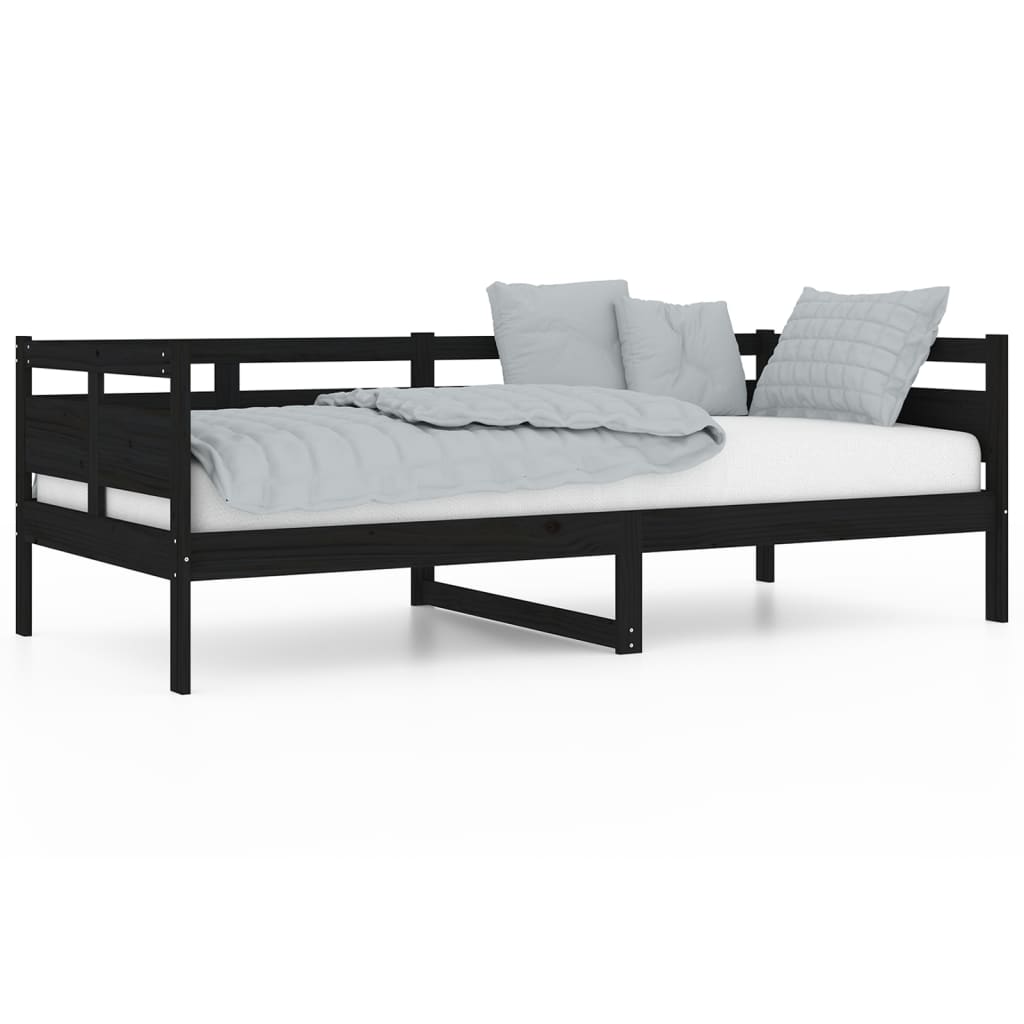 Slaapbank Massief Grenenhout Zwart 90X200 Cm