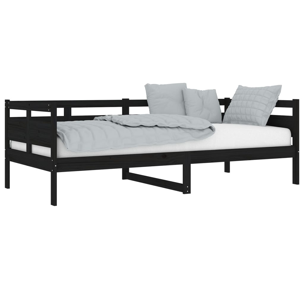 Slaapbank Massief Grenenhout Zwart 90X200 Cm