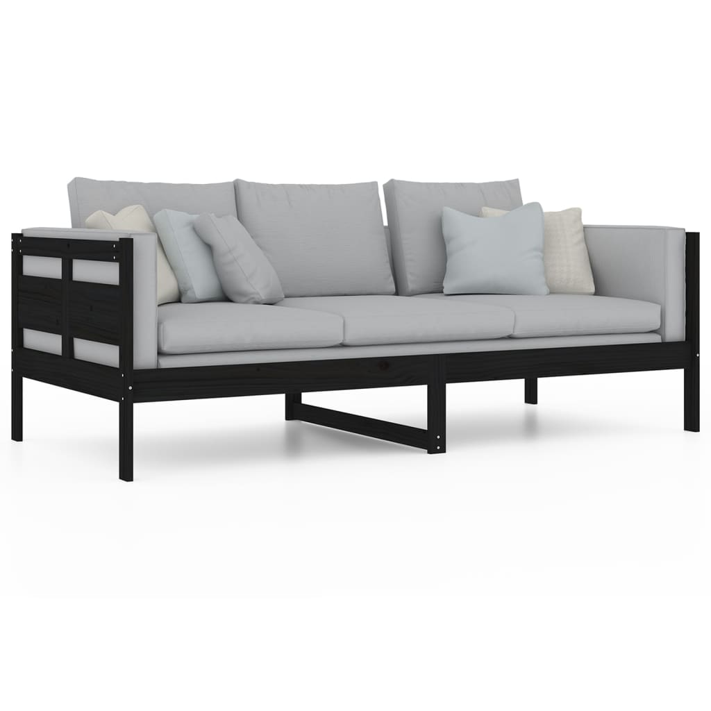 Slaapbank Massief Grenenhout Zwart 90X200 Cm