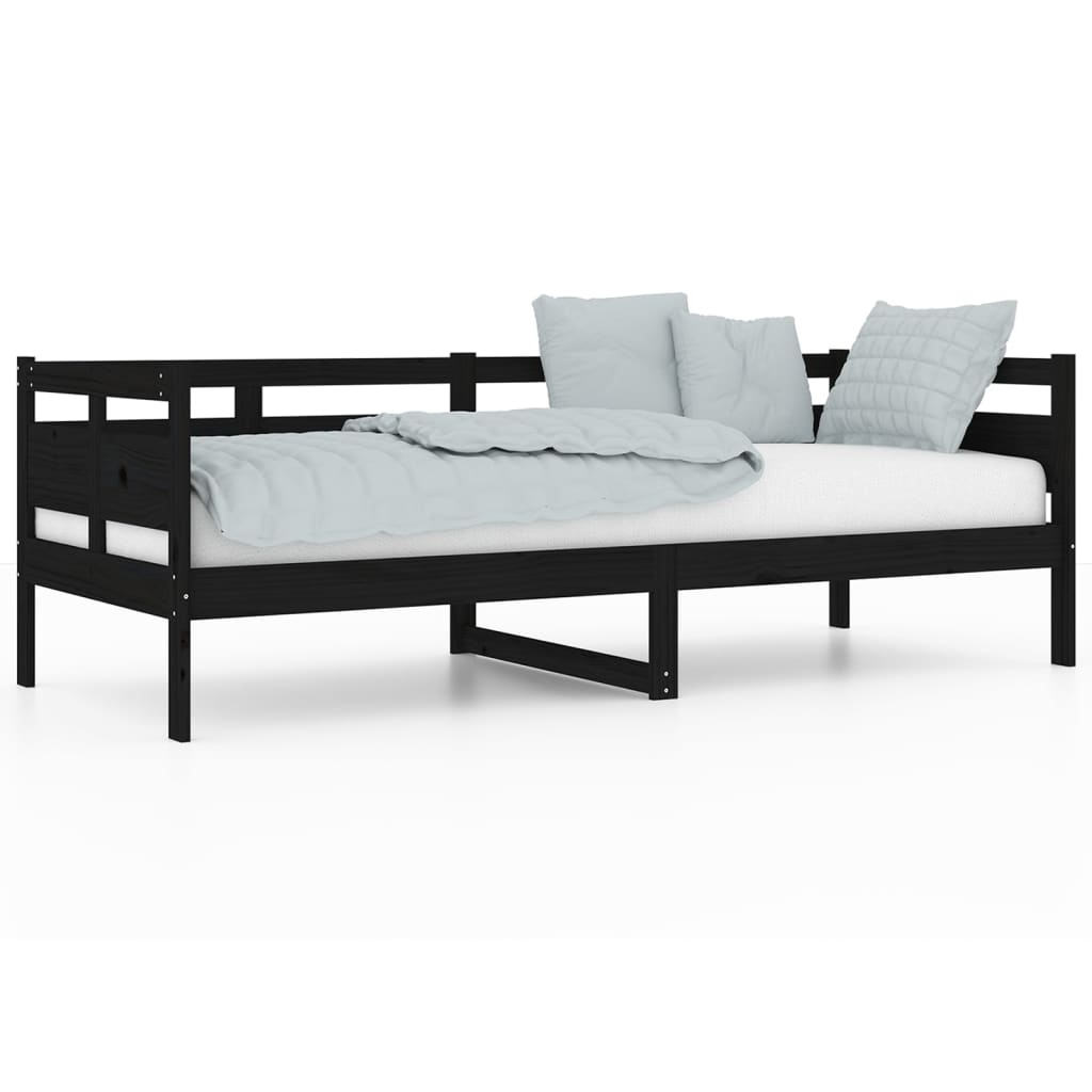 Slaapbank Massief Grenenhout Zwart 80X200 Cm