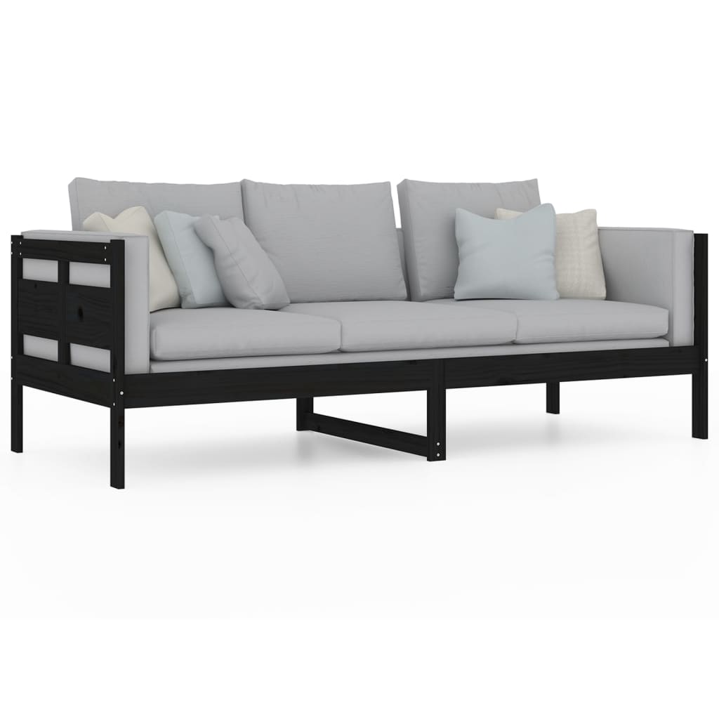 Slaapbank Massief Grenenhout Zwart 80X200 Cm