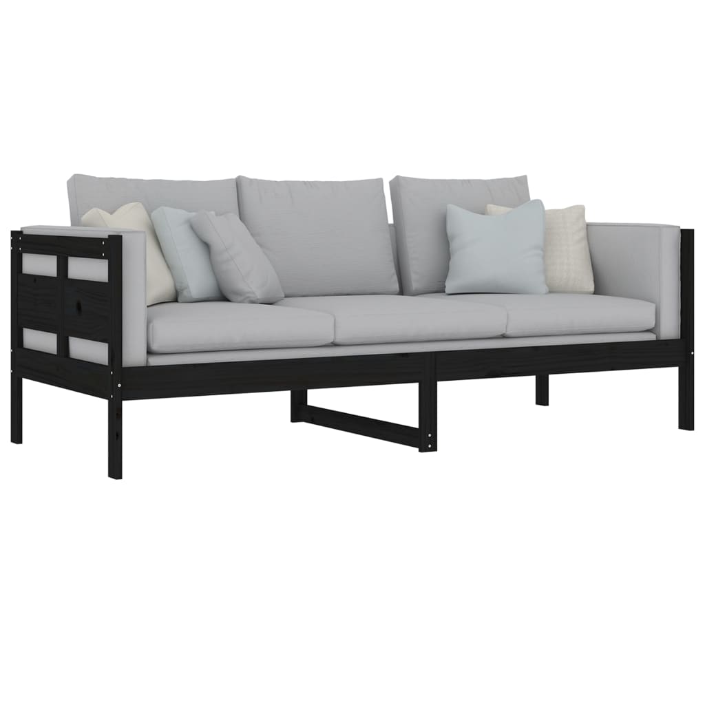 Slaapbank Massief Grenenhout Zwart 80X200 Cm
