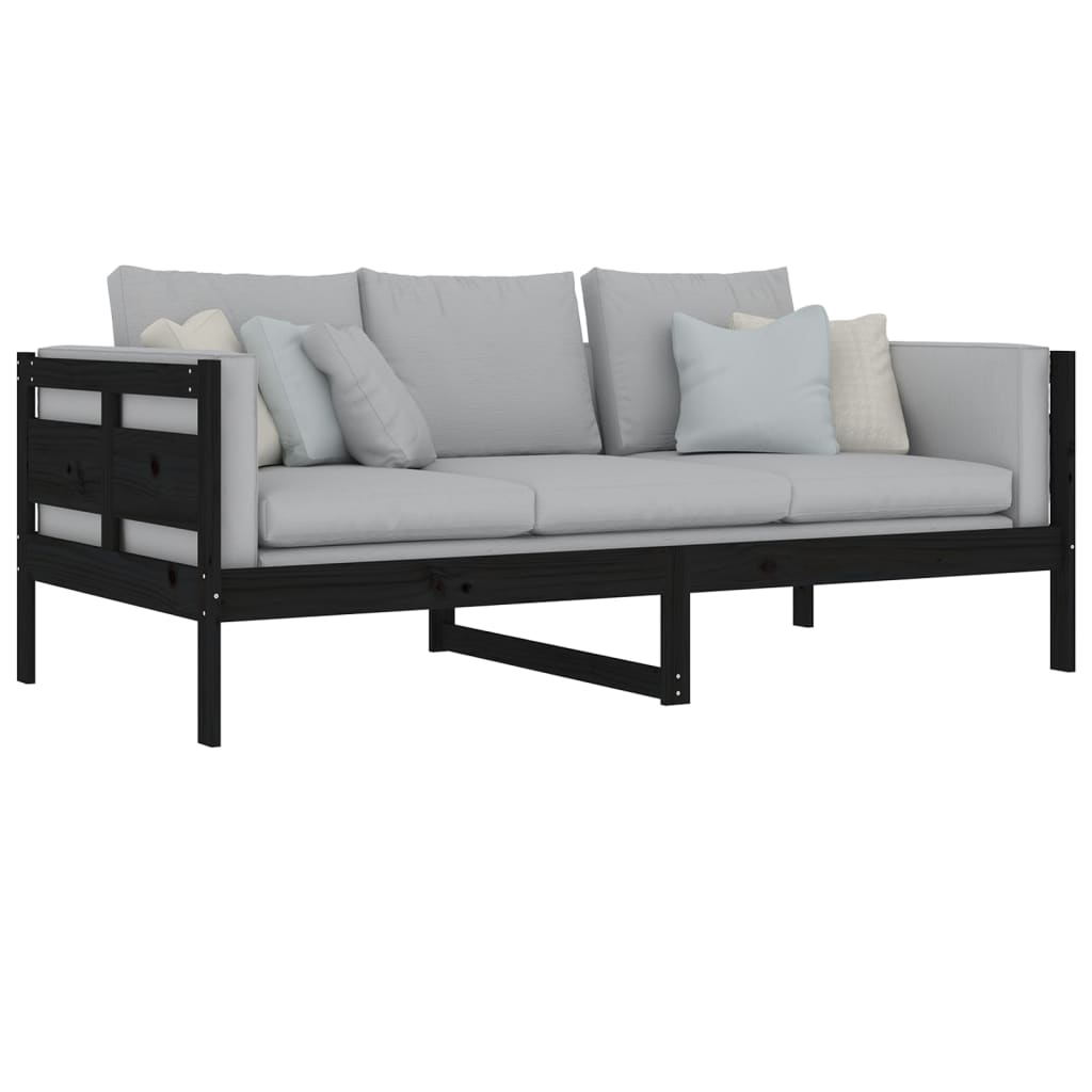 Slaapbank Massief Grenenhout Zwart 90X190 Cm