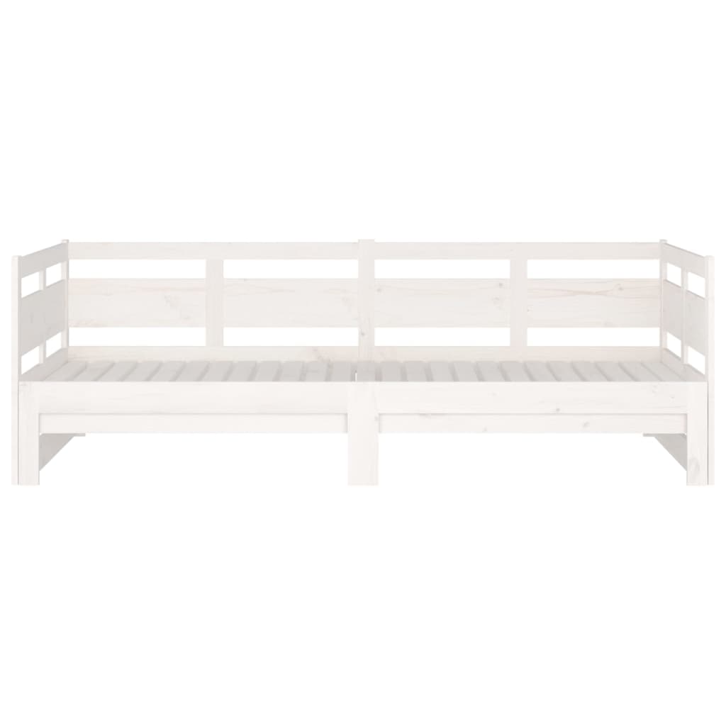 Slaapbank Uitschuifbaar Massief Grenenhout Wit 2X(90X200) Cm